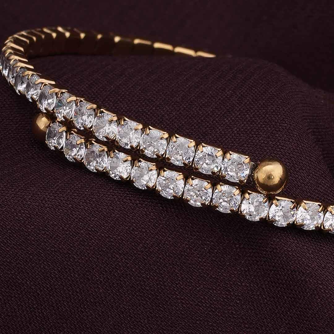 PALMONAS Sparkling Bangle Bracelet for Womens - Waterproof & Anti-Tarnish