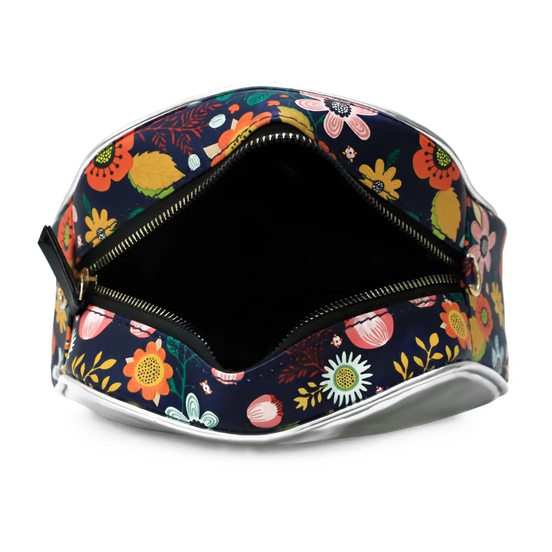 Modern Myth Sling Bag PU Leather Blue & Silver Midnight Jungle Dome Crossbody Bag for Women