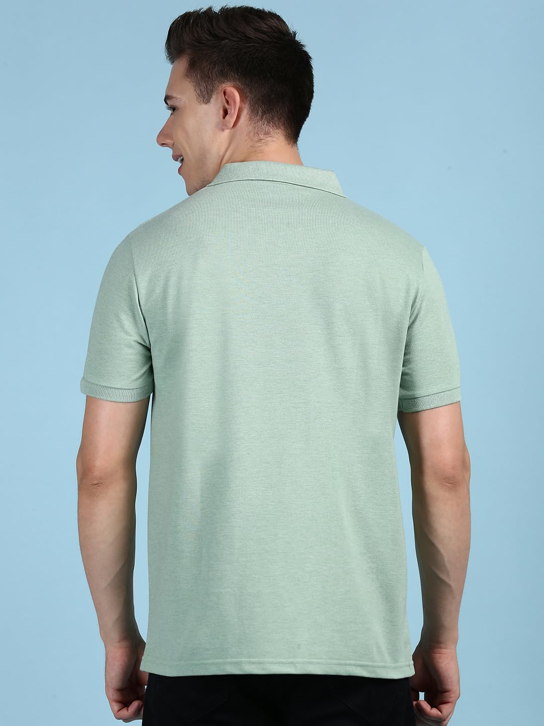 Lux Cozi Men's Pack of 1 Mint Green Regular Fit Polo Neck Half Sleeve Solid Casual T-Shirt (Size : Large)_COZI_2121_MTGRN_L_1PC