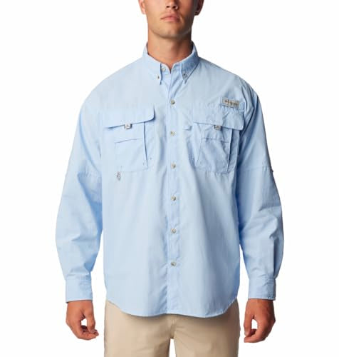 Columbia Men Blue Omni Shade Bahama II Long Sleeve Hiking | Trekking | Camping | Safari Shirt, L