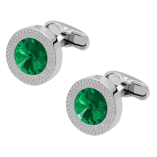 Peora Green Silver Two Tone Cufflinks Set Stylish Accessories for Men & Boys Wedding Business Gift (PX9CL96GRN)