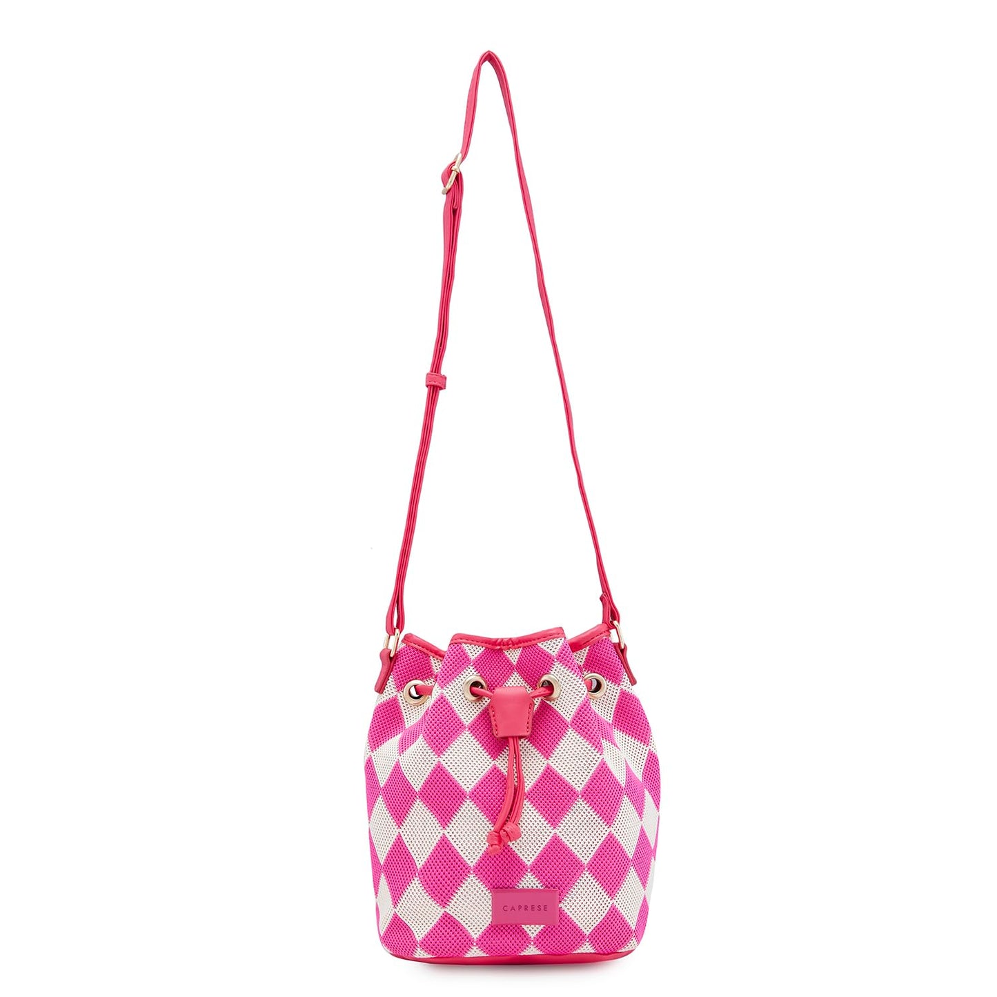 Caprese Checker Sling Bag for Women (Medium, Fuchsia)