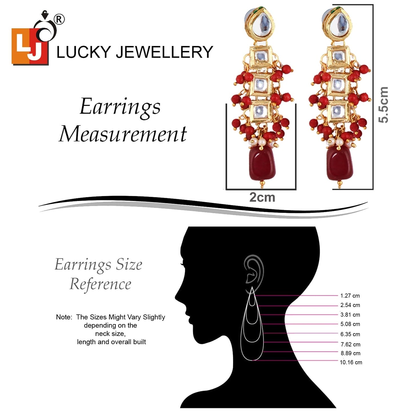 Lucky Jewellery Back Meenakari 18k Gold Plated Maroon Color Square Shape Tika Earring Combo Jewellery Set Uncut Kundan Big Faux Kundan Dibbi Kundan Choker Necklace Set for Girl's & Women