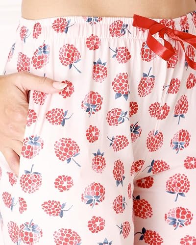 BODYCARE Women's Cotton Printed T-Shirt and Capri Set | Soft & Breathable Nightwear | Short Sleeves | Loungewear Co-Ord Set| BSCS16032_100 Multicolour