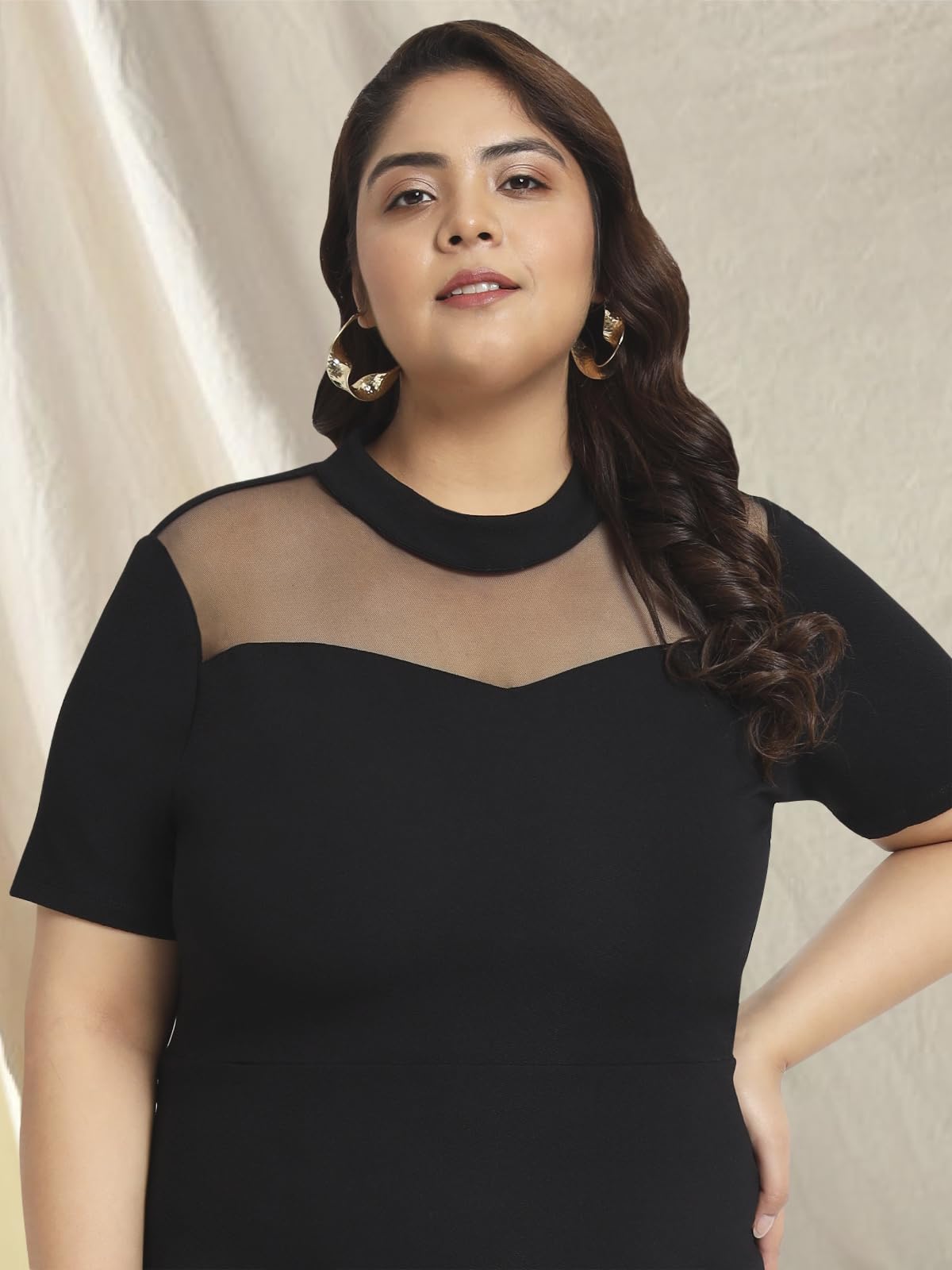 wild U Women Plus Size Bodycon Dress | Stretchable Fabric | Half Sleeve | Western Stylish (Black, Size : 4XL)