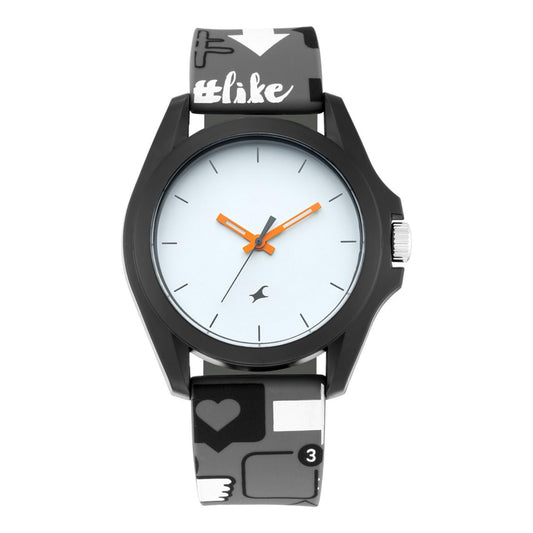 Fastrack Tees Analog White Dial Unisex-Adult Watch-68011PP04