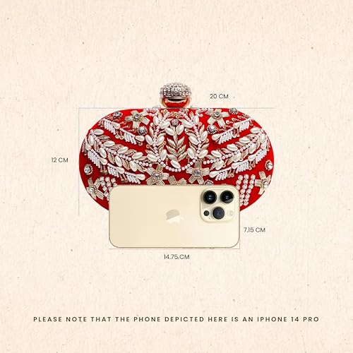 THE TAN CLAN Elizah Zarozi Hand Embroidered Clutches for Women Purses Luxury Evening Handbags for Ladies