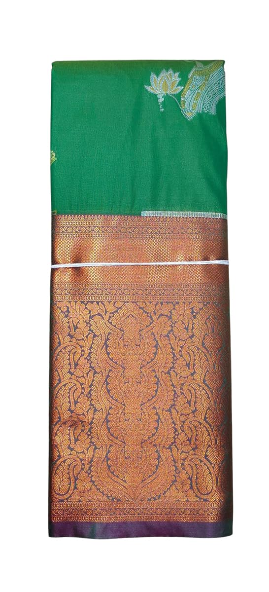VFCollections Women's Kanchipuram Silk Pure Pattu Sarees With Blouse (VFC519-2)