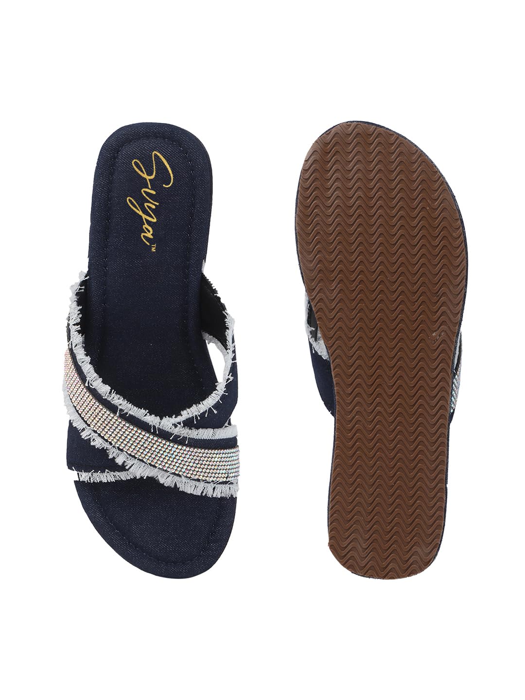 SVYA, Women heel sandal comfortable perfect for casual days with a touch of glam for Girls. (Blue, UK Footwear Size System, Adult, Women, Numeric, Medium, 8)