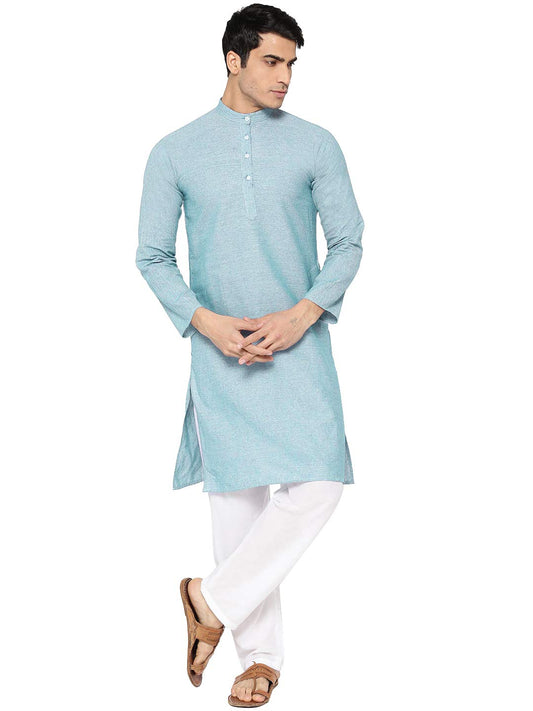Vastraa Fusion Men's South Cotton Ragular Fit Kurta Pajama (VS1156D-36_Sky Blue_S)