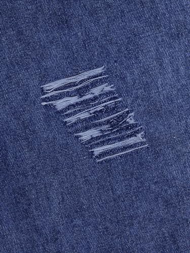 Knit N Knot Girls' Kids Premium Indigo Blue Wide Leg high Rise Flared fit, Relaxed Loose Ruptured Cloud Bottom Effect Jeans | Regular Casual Festival Occassional Wear | Non Stretch | Adjustable Waist