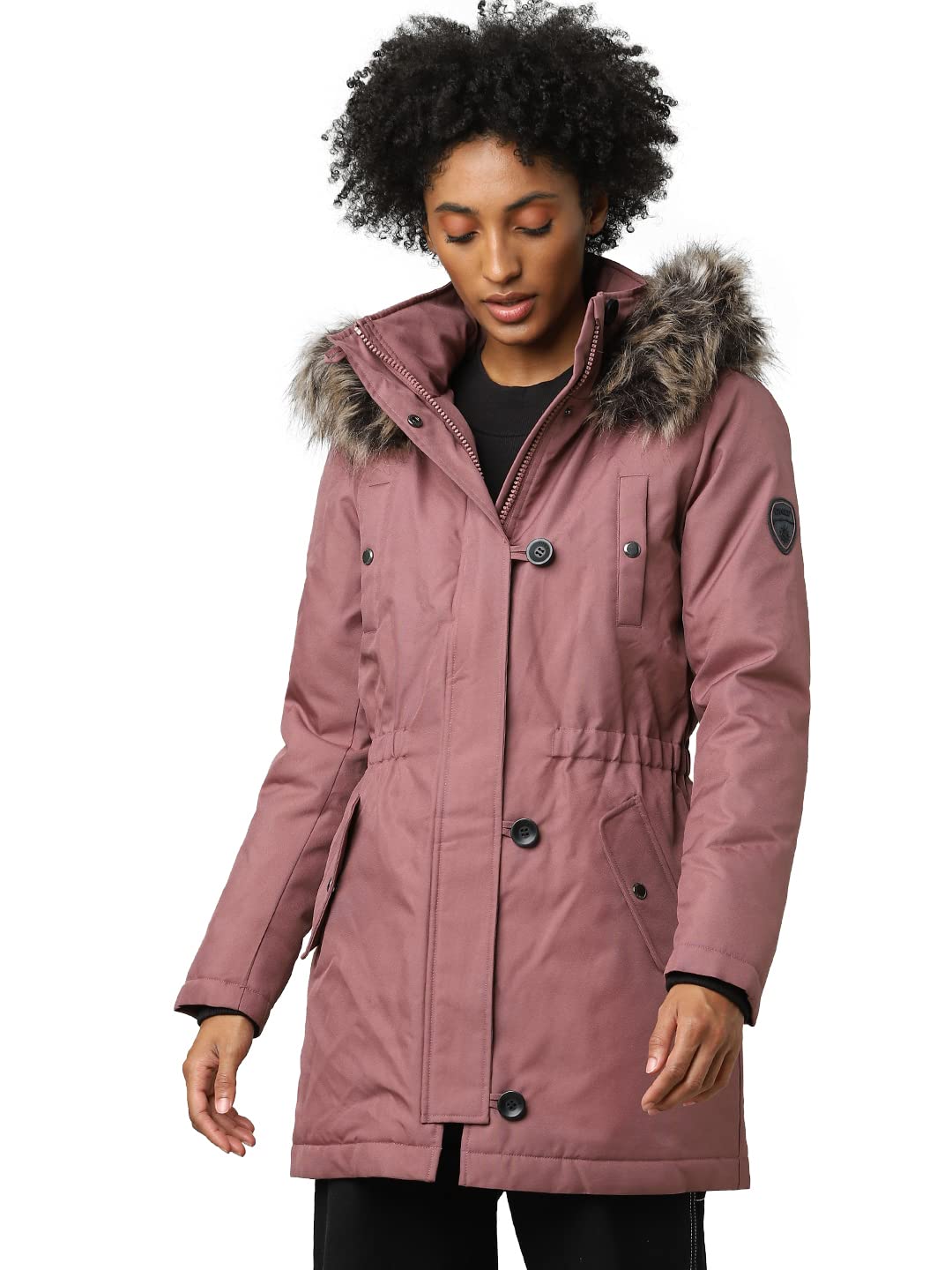 Only Polyester Women's A-Line Coat (15213755-Rose Brown_Rose Xs), Standard Length