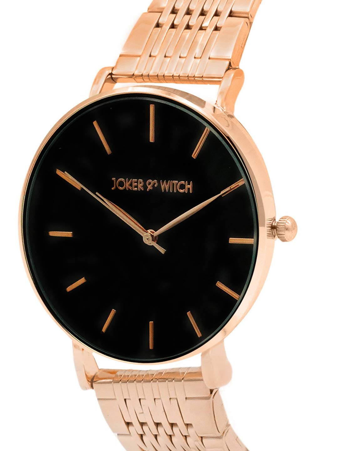 Joker & Witch Signature Black Dial 20mm Rosegold Stainless Steel Watch for Women