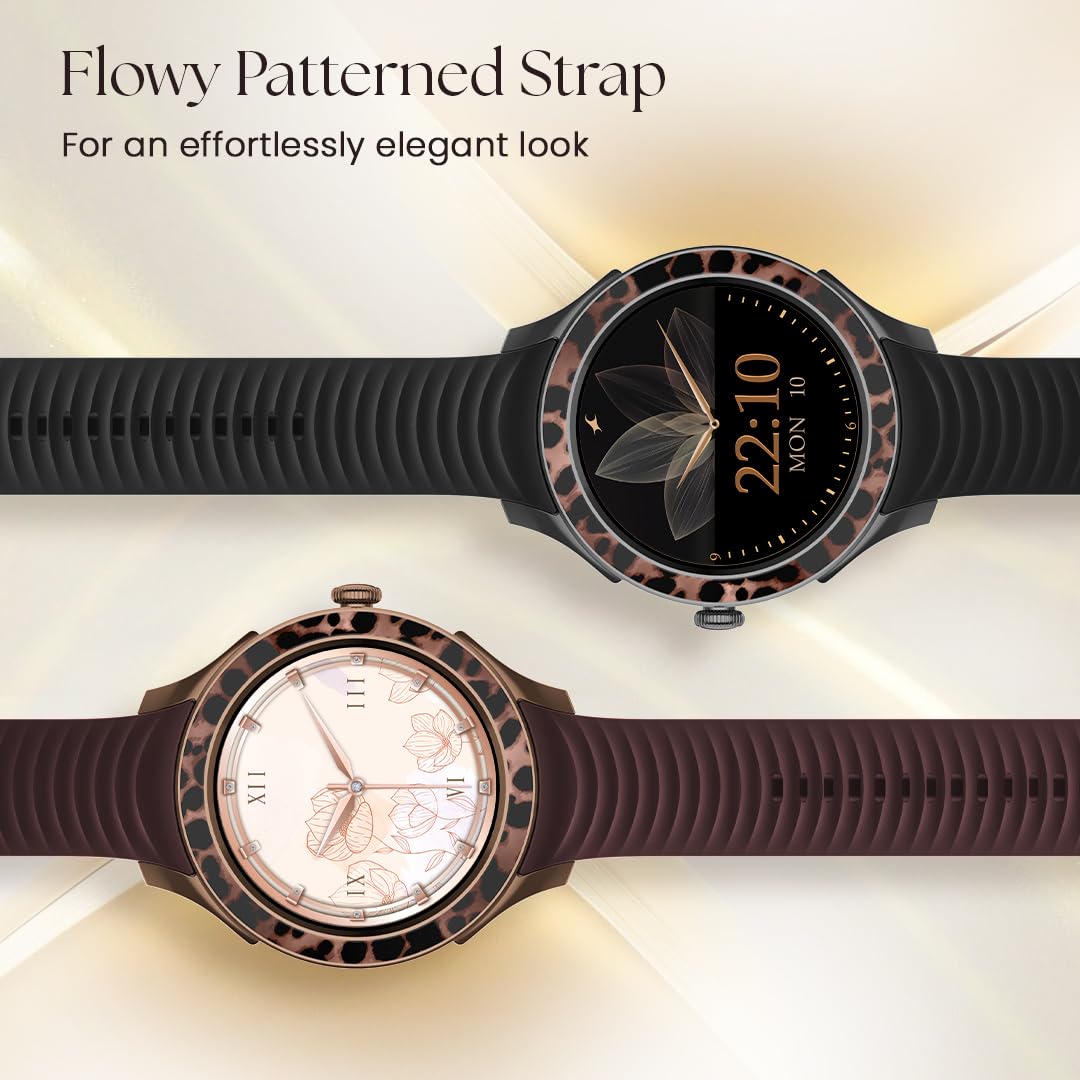 Fastrack Ella Smart Watch for Women with 1.2" inch AMOLED Display,Patterned Bezel,AI Watchface & AI Chat,Functional Crown,24/7 Health Suite,BT Calling,SpO2,HRM,IP68, Multiple Menu Styles- Dark Wine
