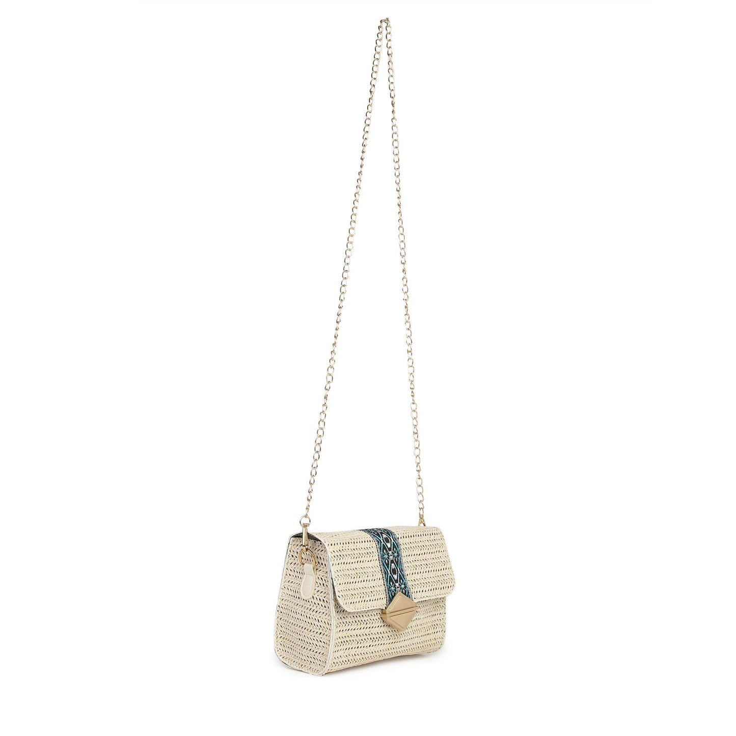 Haute Sauce Women beige sling bag with a chain strap (HSSB1270)