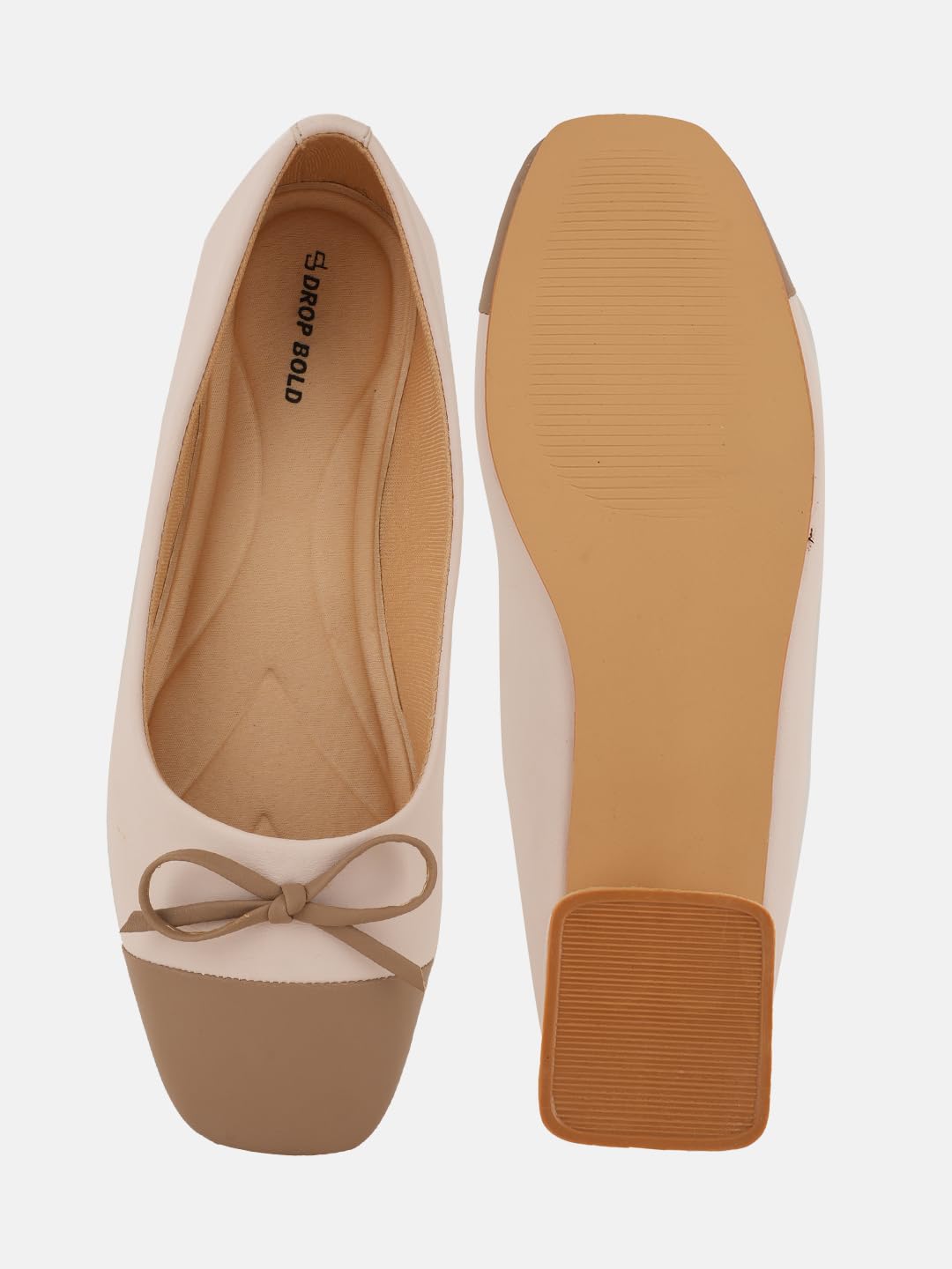 Drop BoldCream Colourblocked Square Toe Block Heel Sandals For Women & Girls
