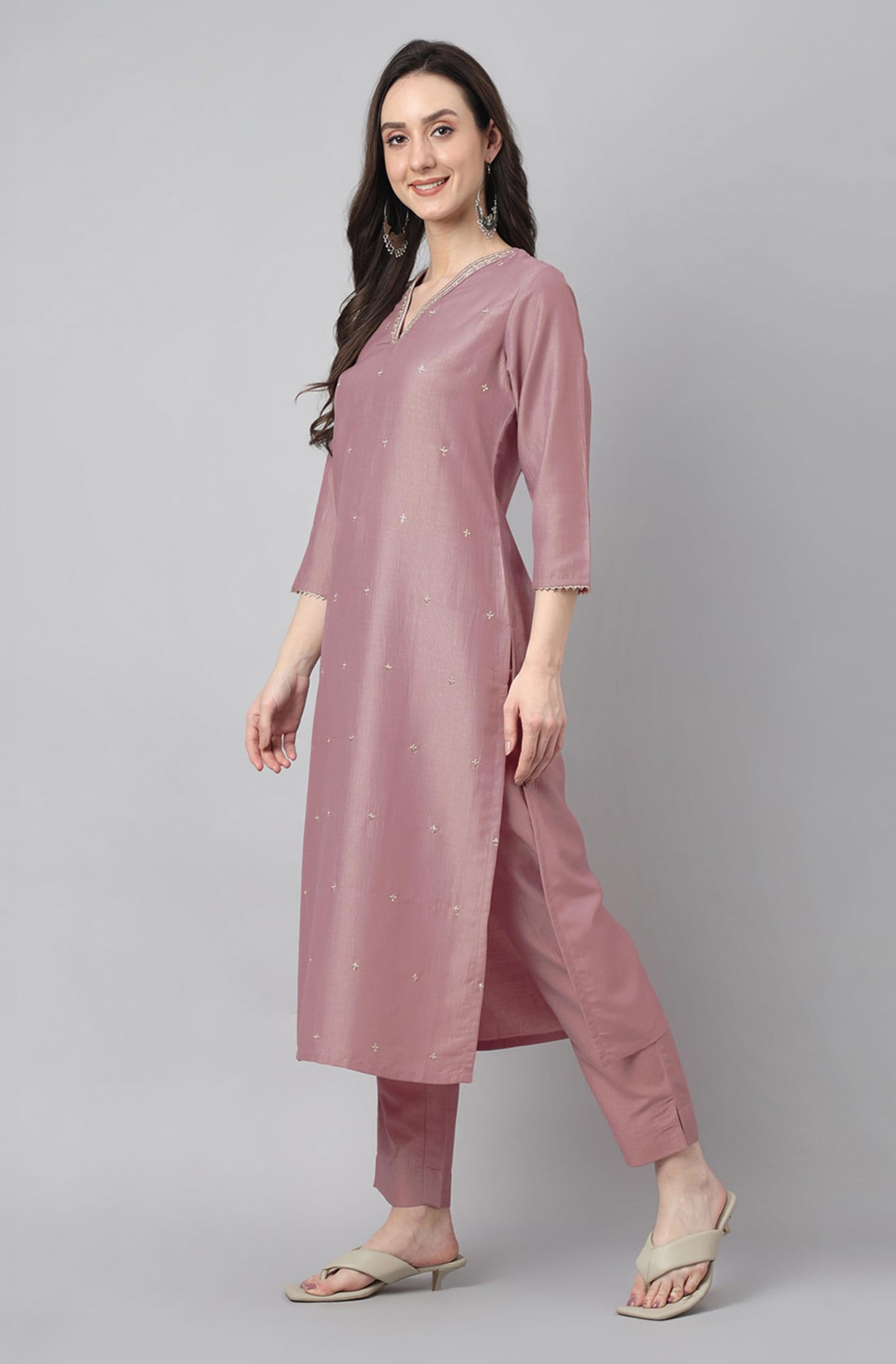 Janasya Women Mauve N/A Printed - Kurta with Pant & Dupatta Latest Style