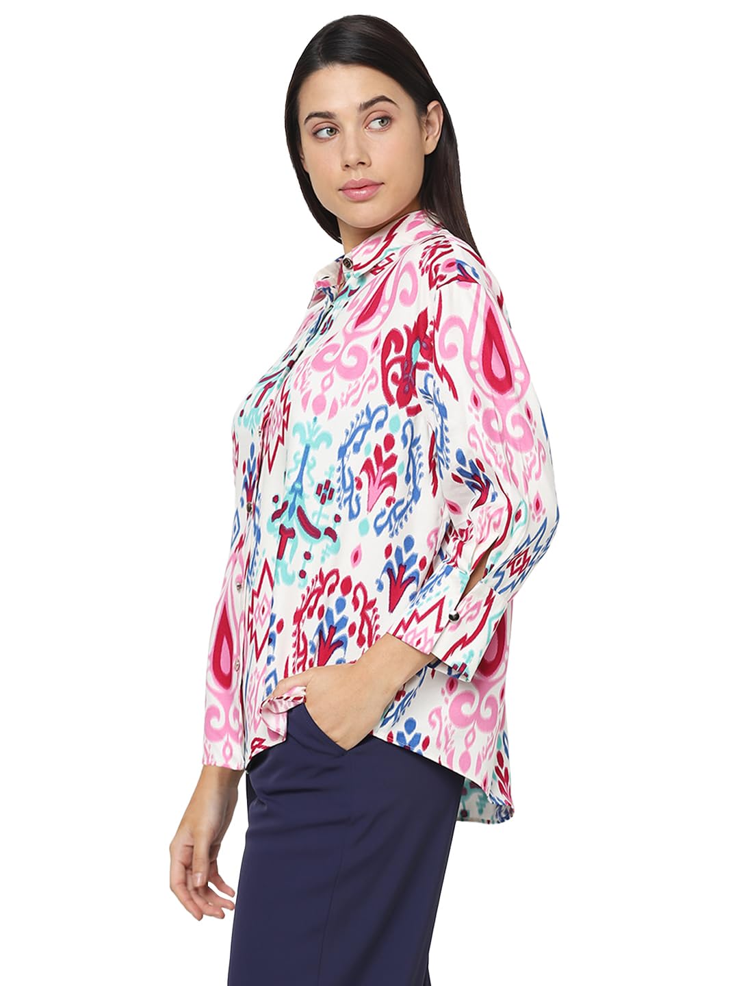VERO MODA Women Aztec Print Multicolor Viscose Regular Fit Shirt