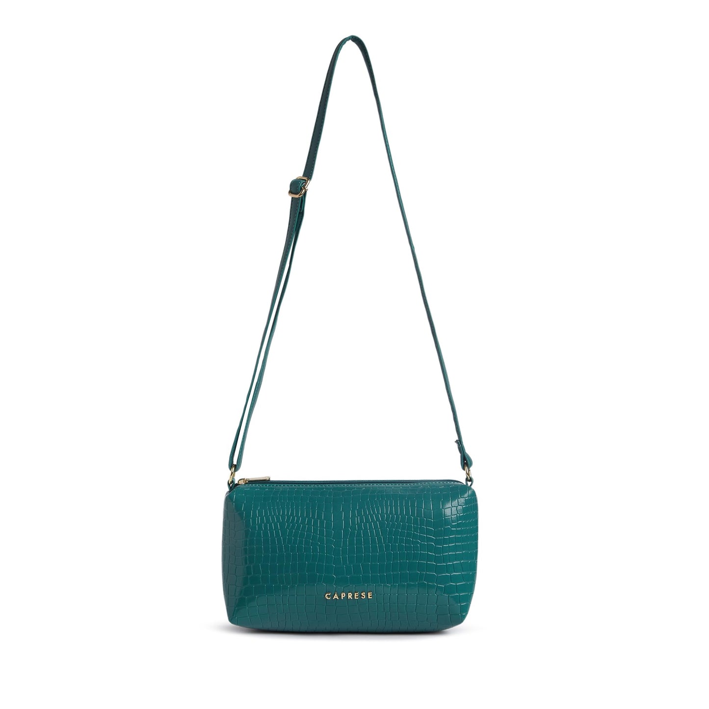 Caprese Suzie Sling Medium Bag for Women | Stylish Sling Bag with Adjustable Strap, Secure Zip Closure for Comfortable Wear | Versatile Handbag for Everyday Use, Travel & Special Occasions (Teal Blue)