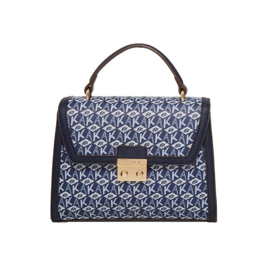 Anne Klein Faux Leather Twisted Clasp Closure Women's Satchel Bag (NAVY_BLUE,XL)