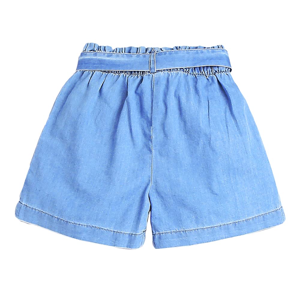 Hopscotch Girls Solid BlouseShorts Set In Blue Color for Ages 4-5 Years