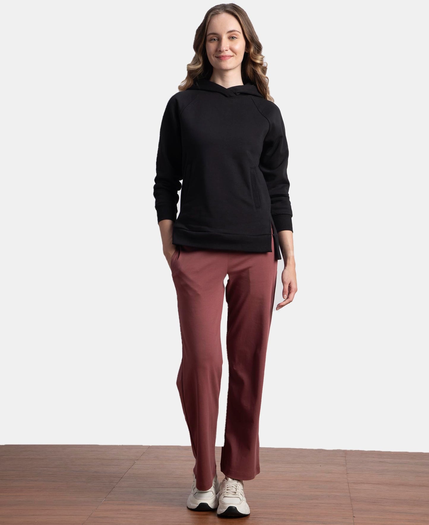 Jockey U102 Women's Super Combed Cotton Rich Relaxed Fit Wide Leg Pants with Zipper Pockets_Wild Ginger_XL
