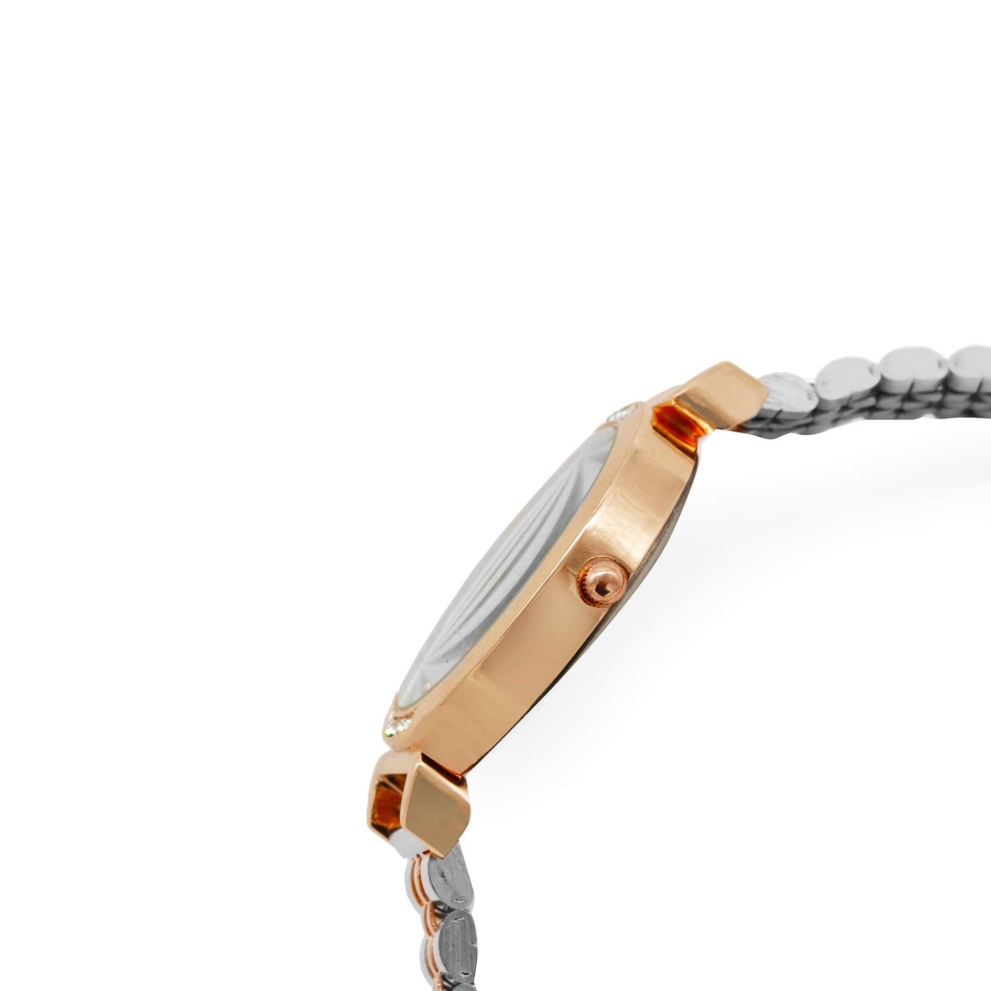 Joker & Witch Stainless Steel Elixir Rosegold Analog Watch Bracelet Set For Women, White Dial, Silver Band