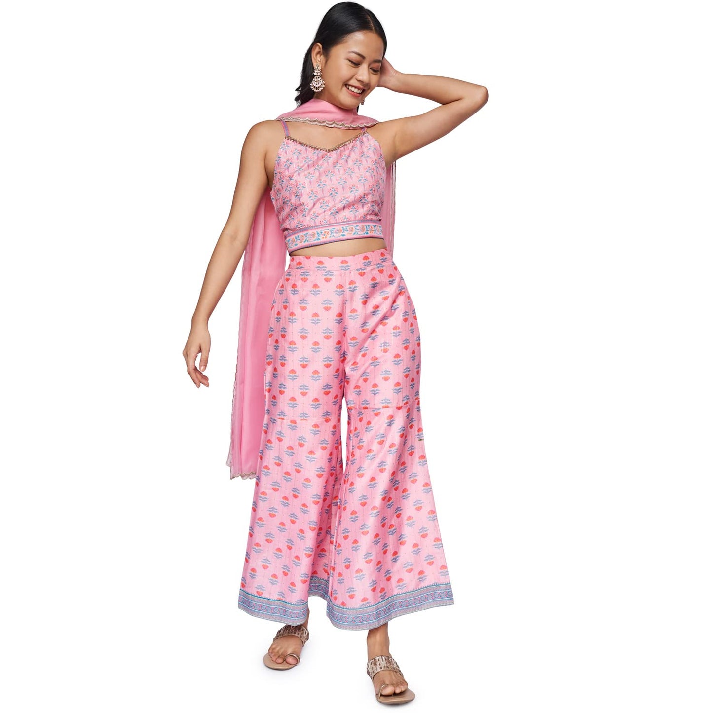 global desi Women's Polyester Suit-Dress Set (SS22GM1483PRS_Pink_XL)