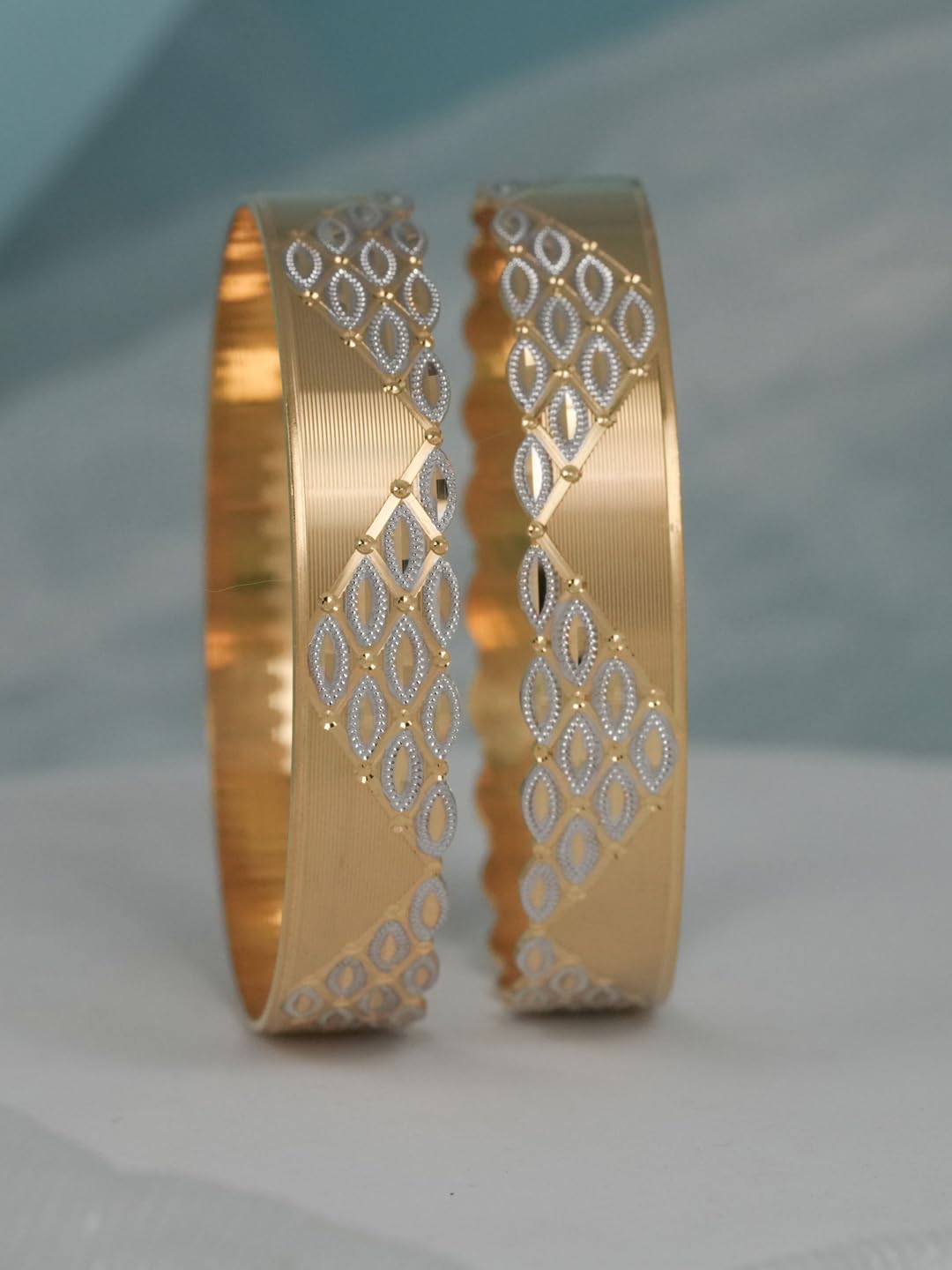 CYGNI BANGLES Elegant Gold-Plated Bangles for Women Traditional Design Jewelry (Set of 2)_(F2-B-115-2.4)