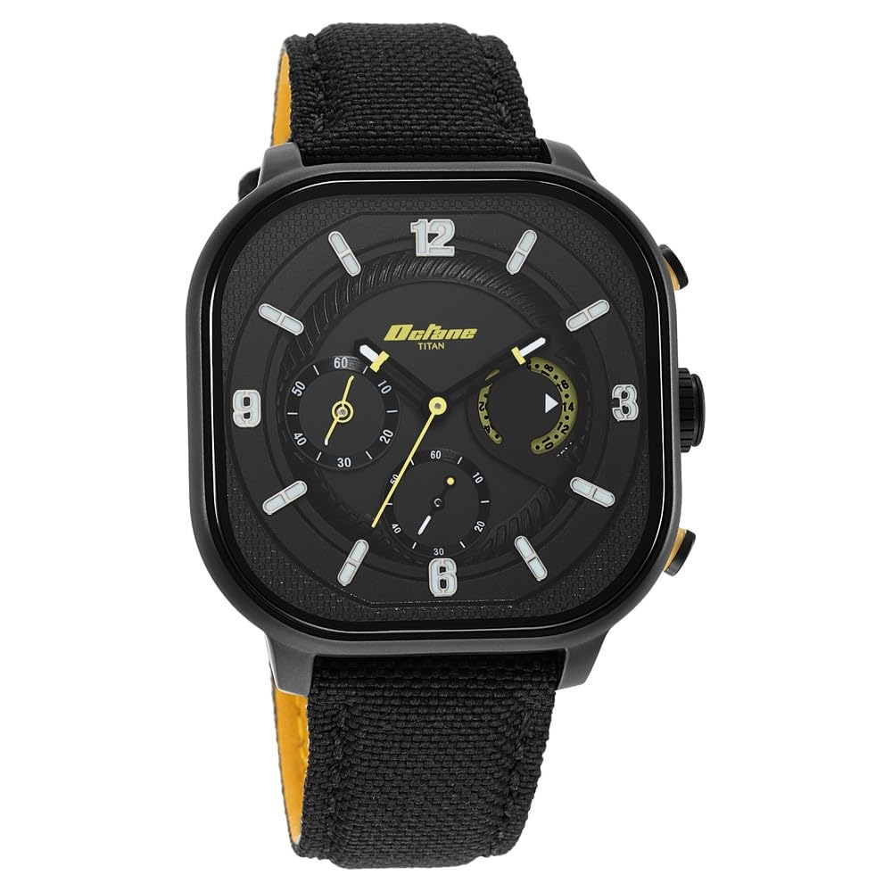 Titan Octane Aerobatics Quartz Chronograph Black Dial Black Fabric Strap Watch for Men - NT1856NL01