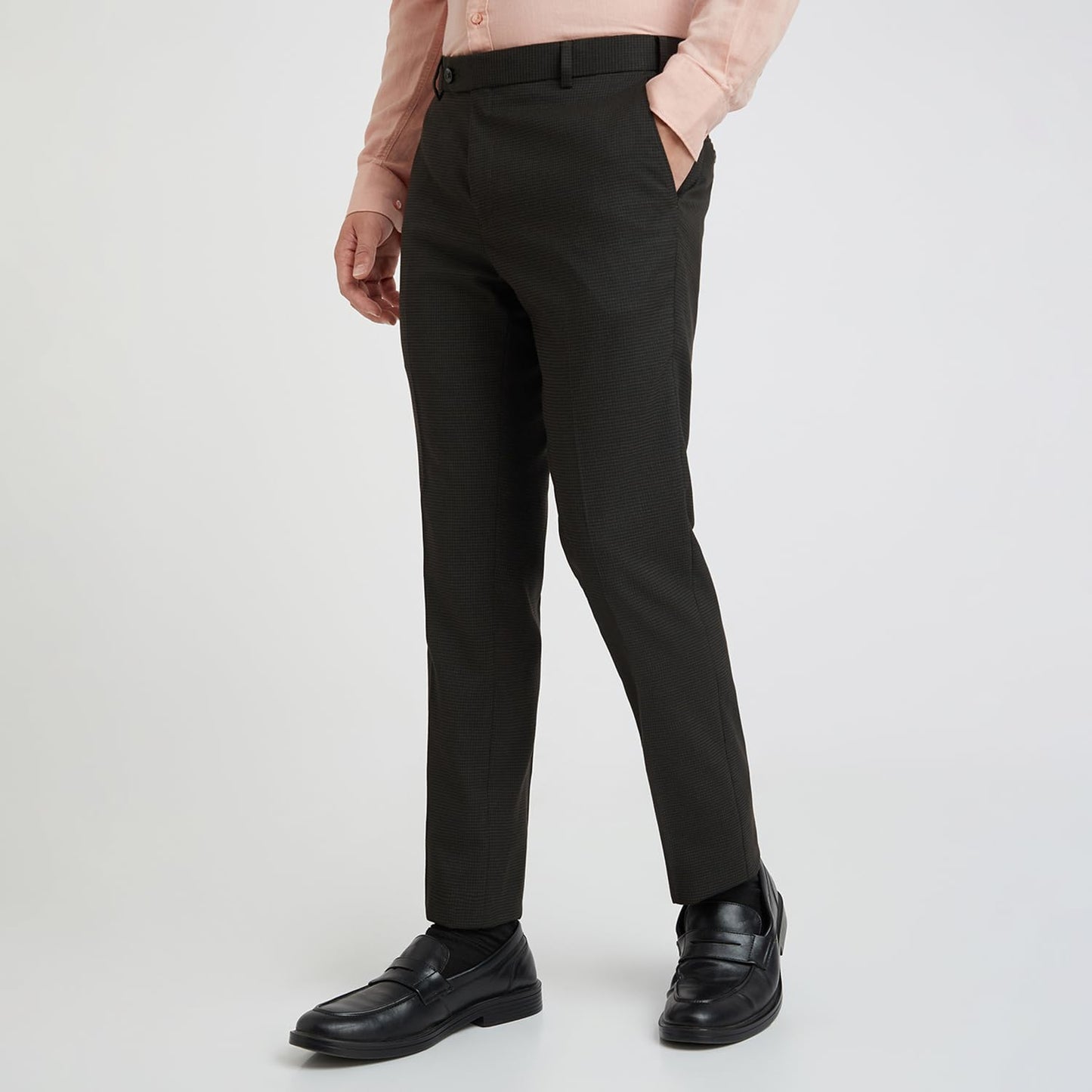 Raymond Men's Slim Pants (RMTS05240-O8_Dark Brown