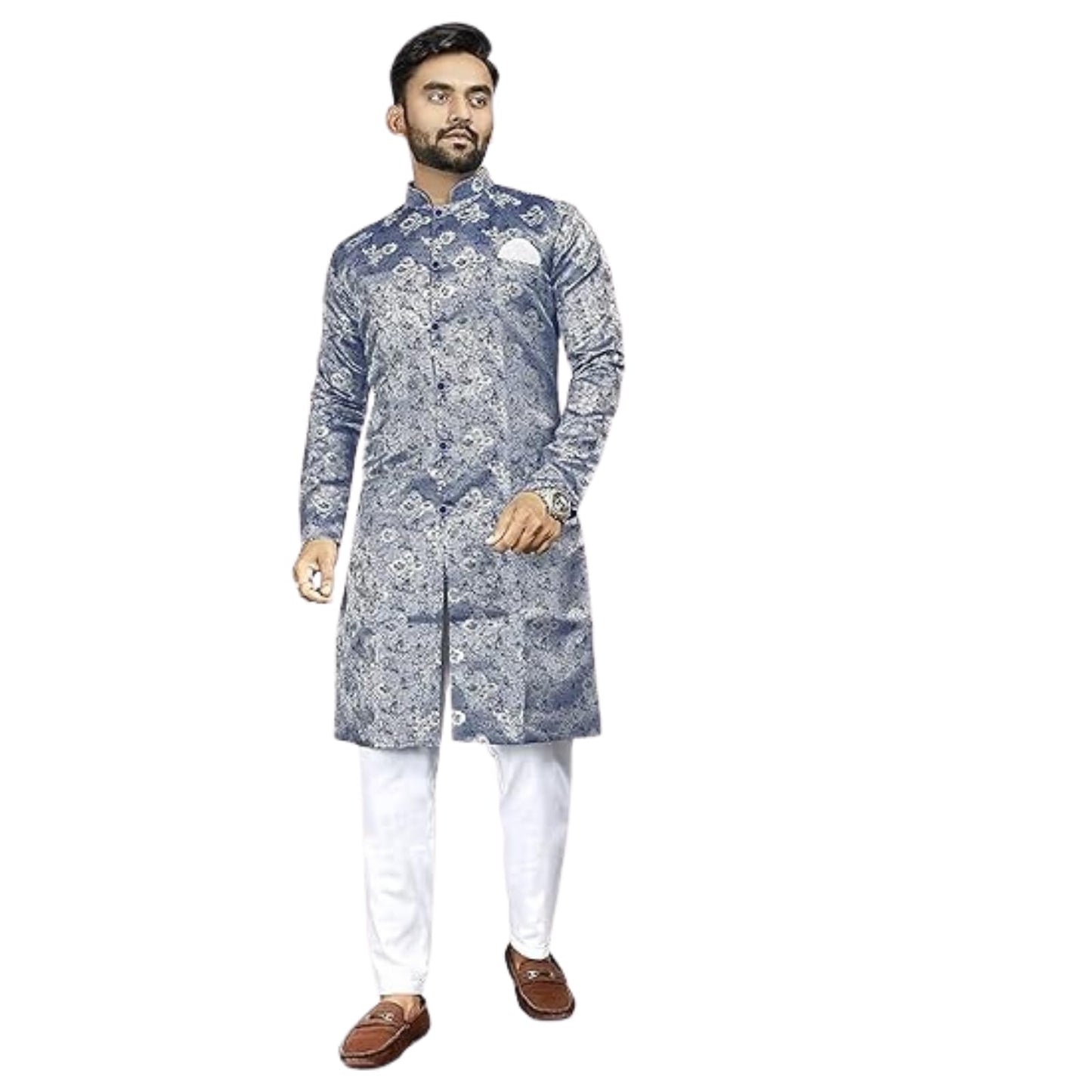 N.B.F Fashion Mens Ethnic Wear Wedding Indo Western Dreess Set (S, Blue)