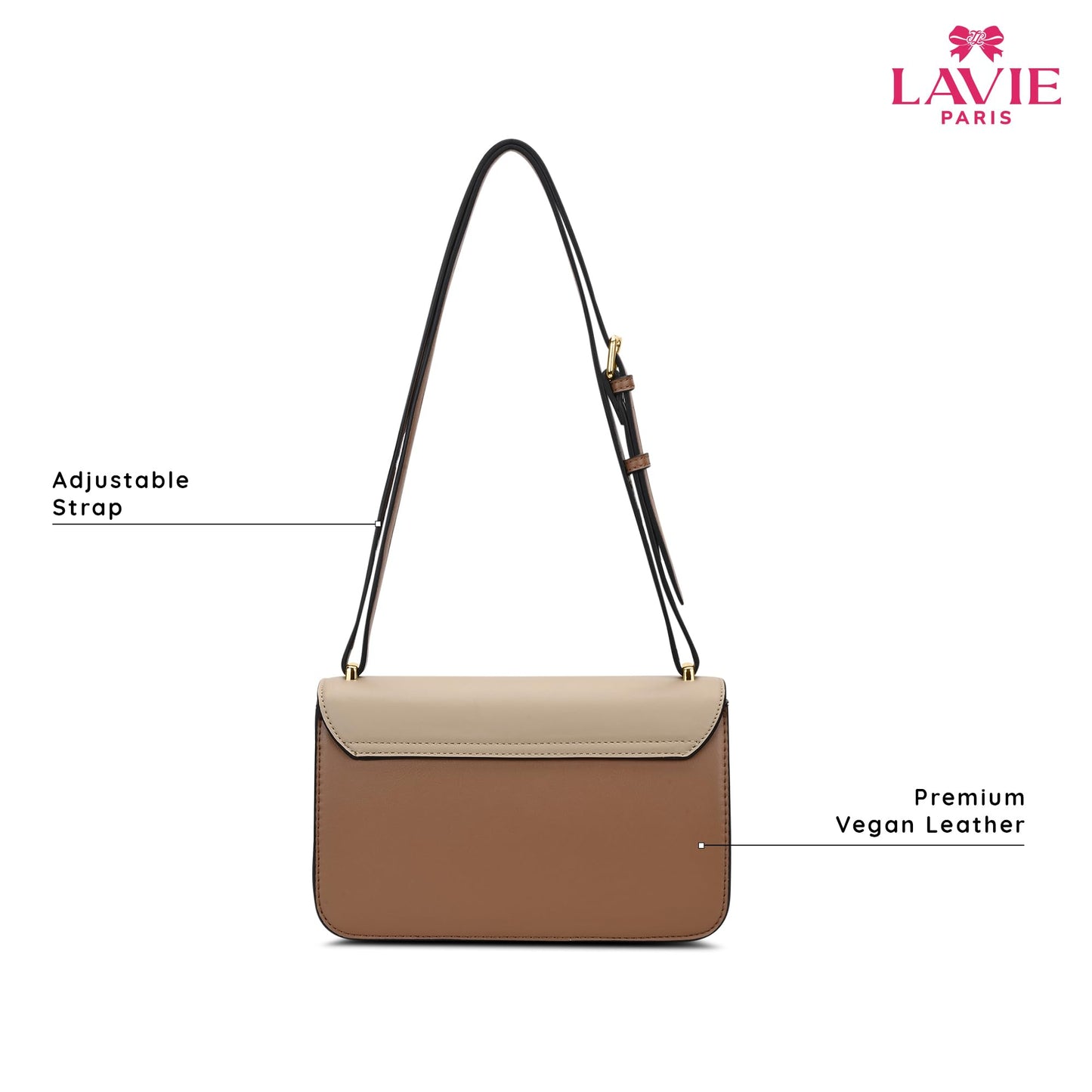 LAVIE PARIS Women's Camelia 3 Compartment Flap Crossbody Sling Bag | Ladies Purse Handbag | Gift for Women