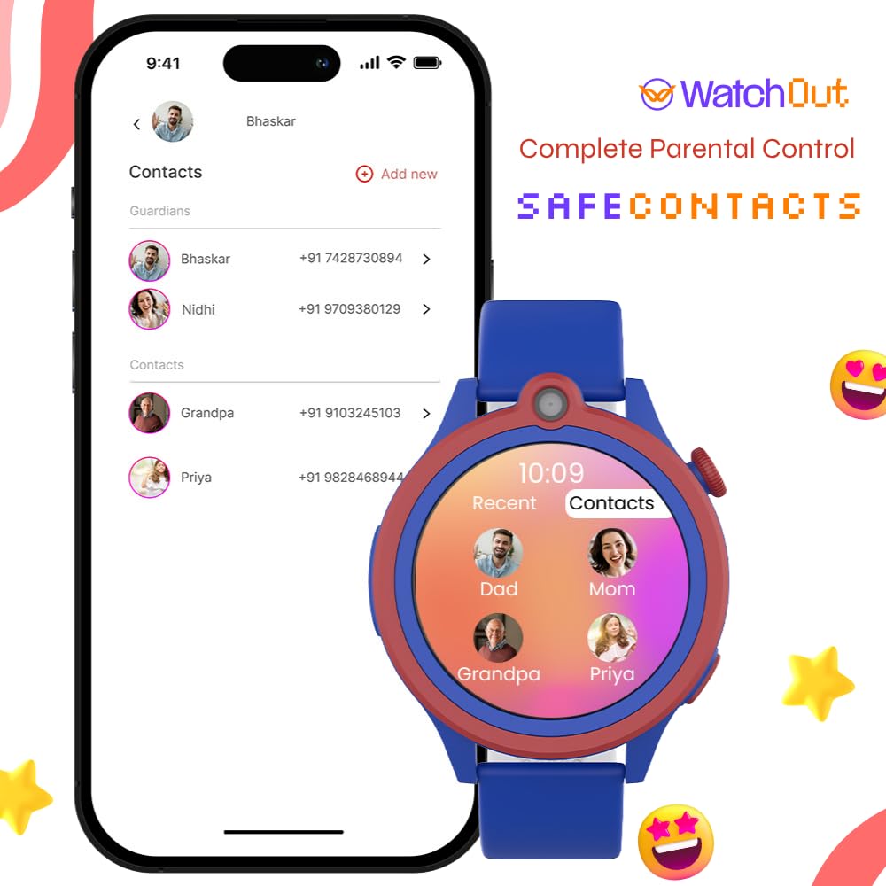 WatchOut Next-Gen+ Kids Smartwatch Phone with GPS, Fever Alert, Heart Rate, Video Call, SOS, Safe Zone, Class Lock, AirTag, Free SIM Card, Best Gift, Boys, Girls, Age 3-13, Shark Tank (Captain Blue)