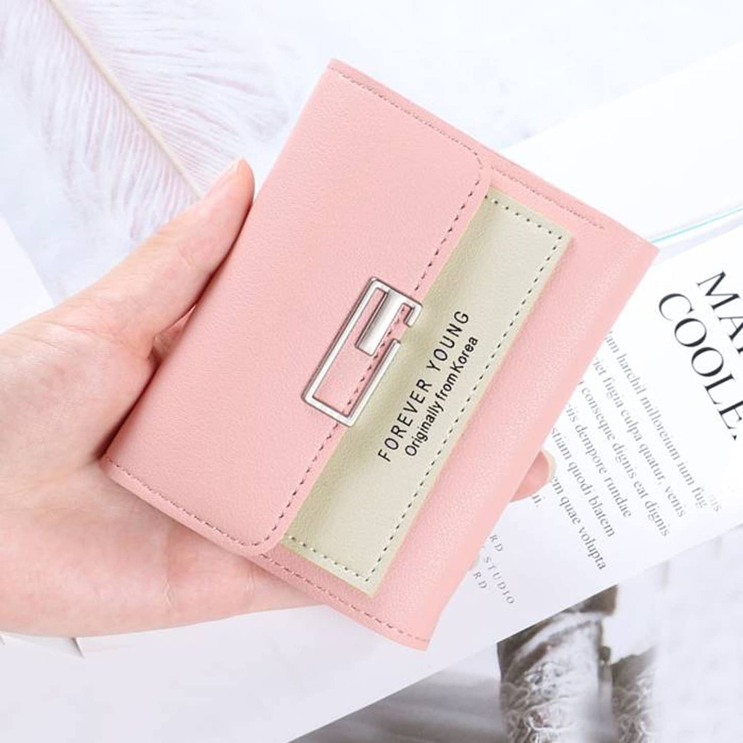 ARURA (LABEL) Women's Small Wallet Tri-Fold Clutch Multi-Functional PU Bag Wallet (Multi Color)