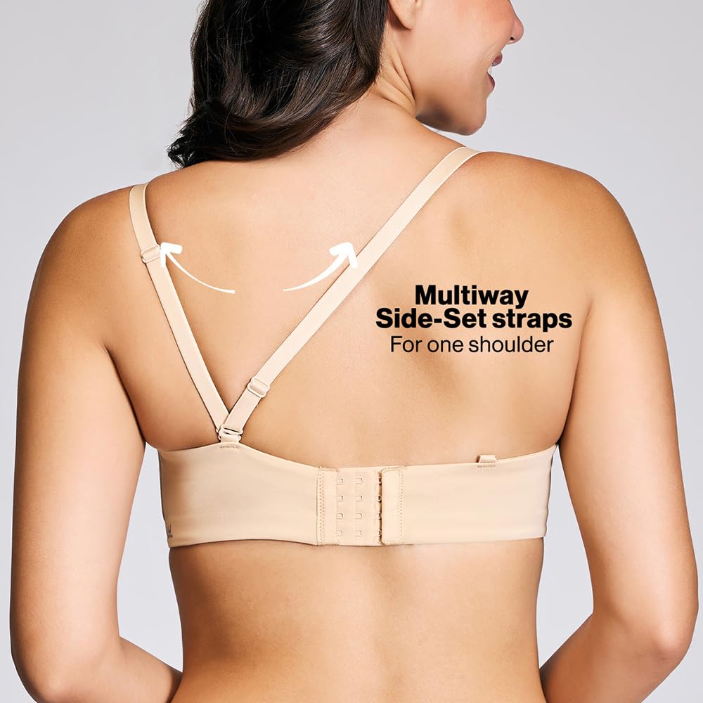 NYKD (NYB027 Padded & Wired Ultimate Multiway Strapless Bra for Women | Anti Slip Bra with Seamless Neckline & Soft Detachable Straps - Sand