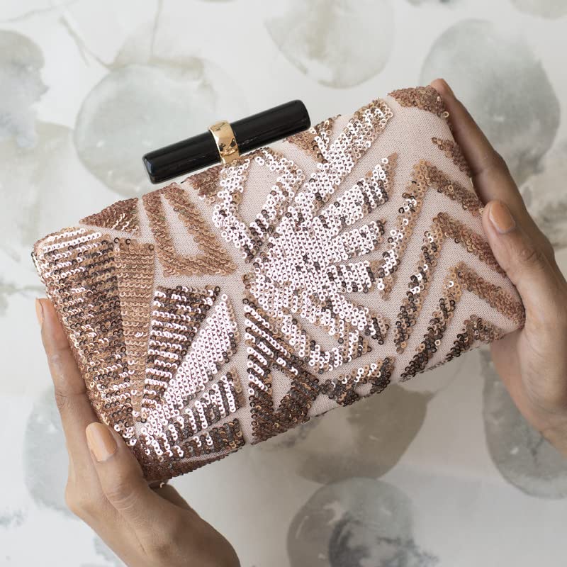 Artklim Sequins Design Peach Clutch