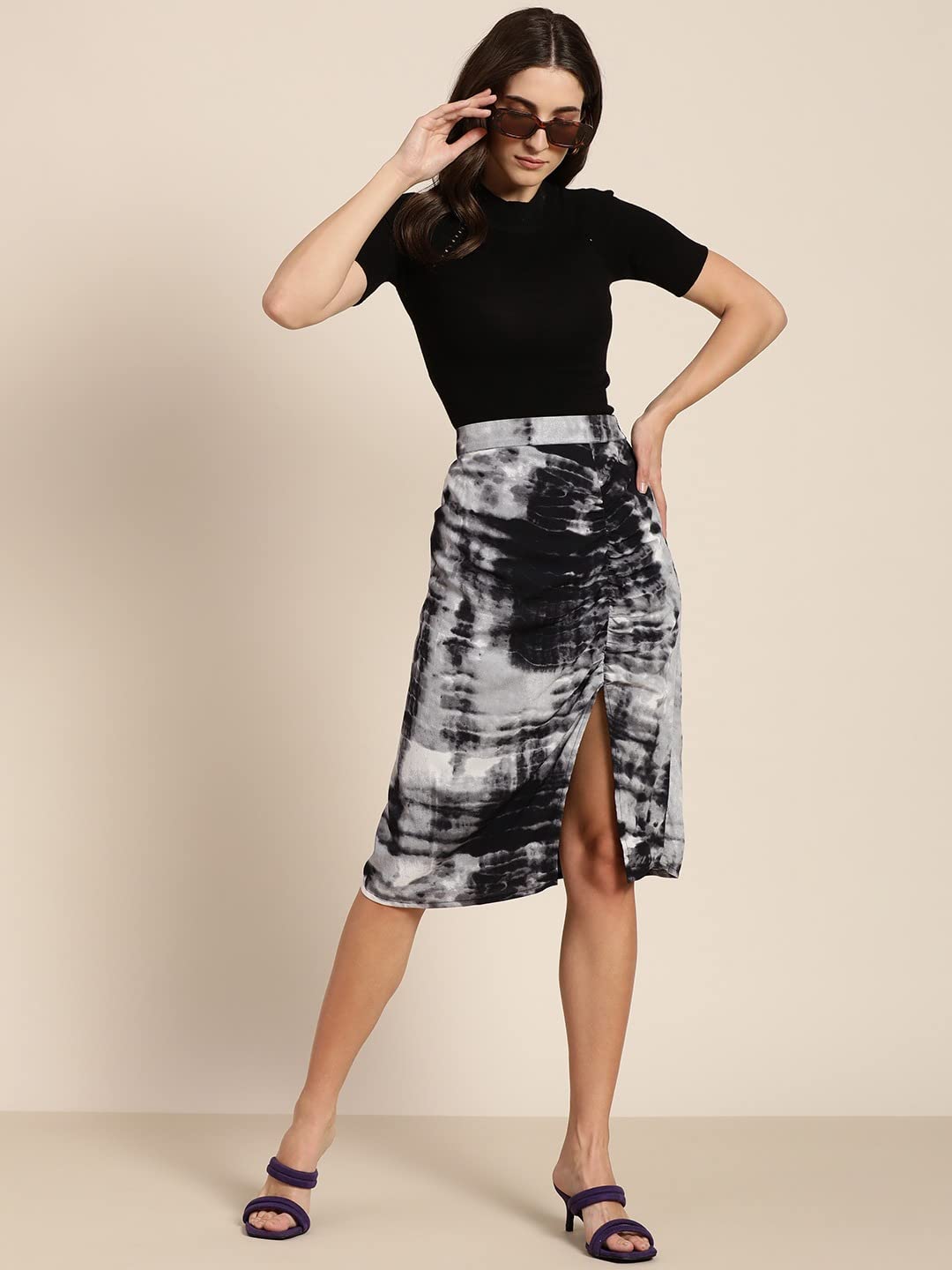 Marie Claire Crepe Western Skirt Black
