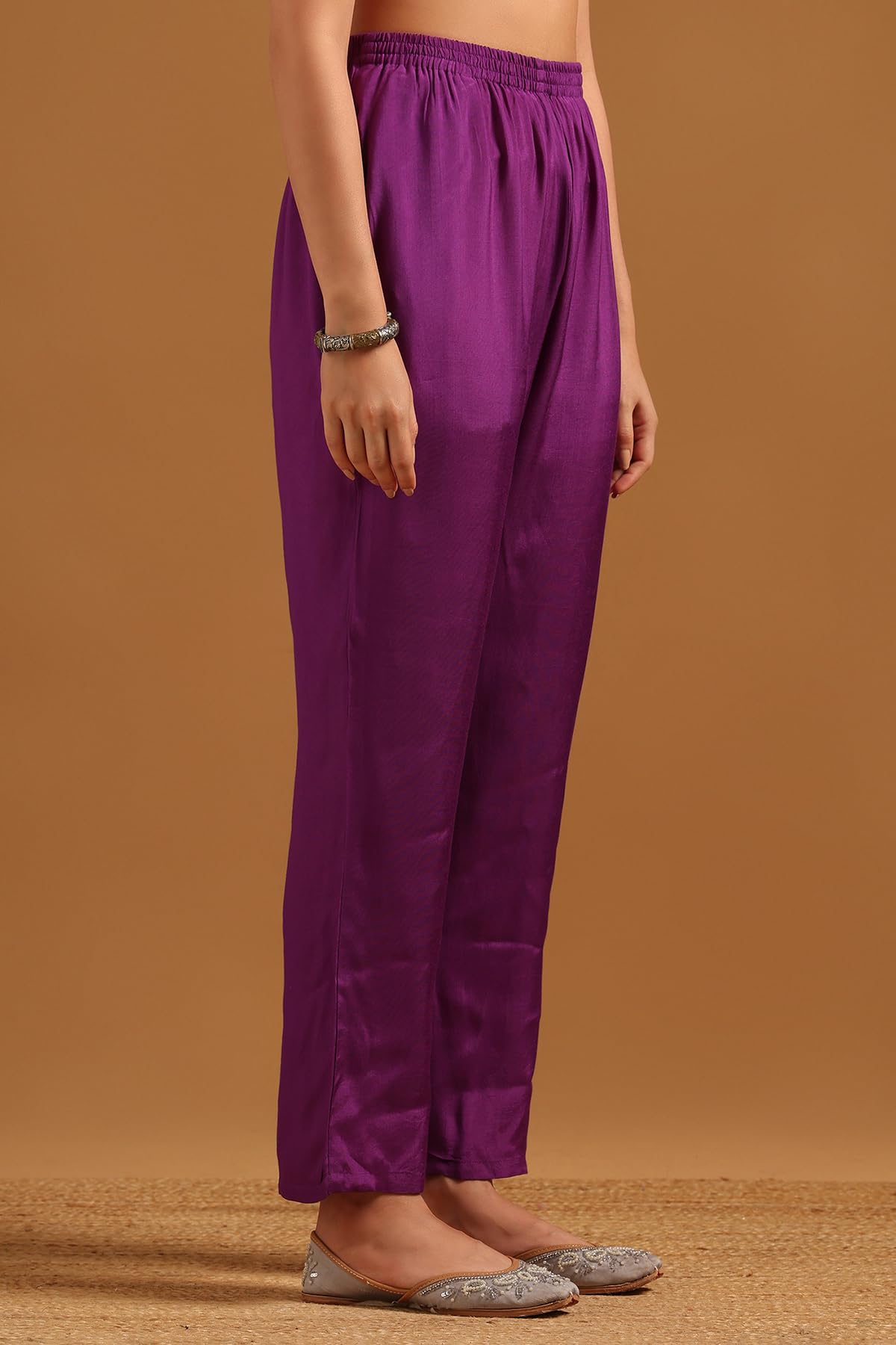 Soch Womens Purple Cambric Bandhani Salwar Suit With Faux Mirror