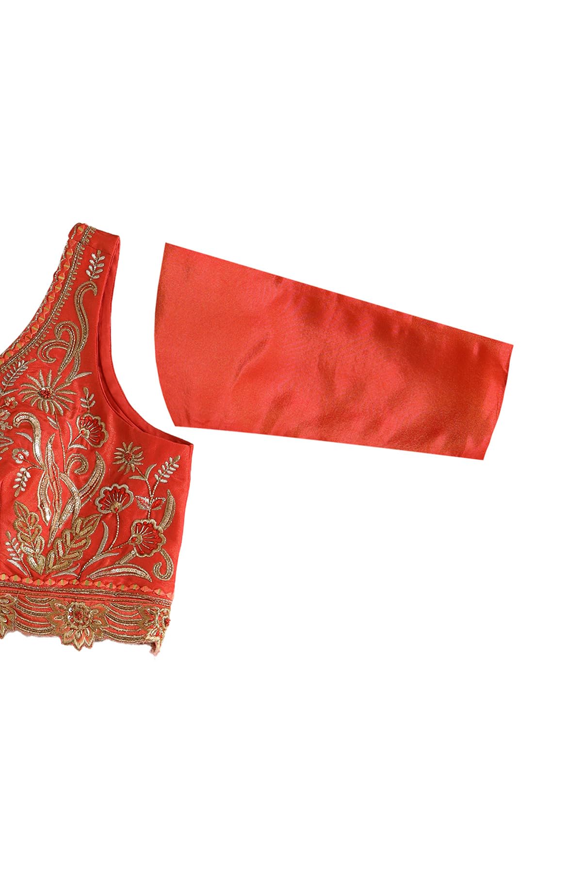 Soch Womens Orange Viscose Embroidered Ghagra Choli With Sequins