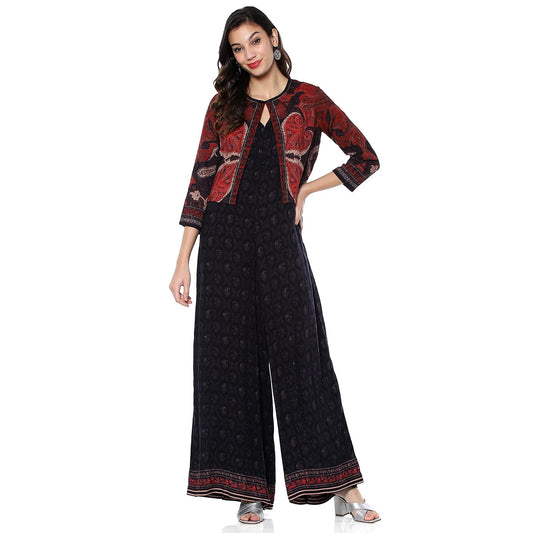 BIBA Women's Black Rayon Straight Kurta_34