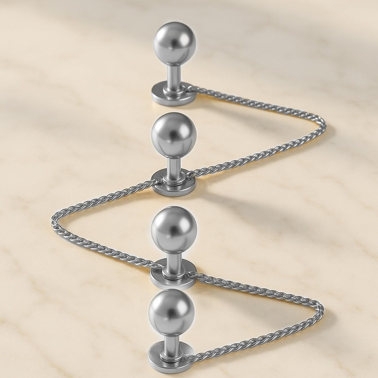 THANU'S CRAFT White Stone Silver Plated Kurta Buttons Studs Cufflinks With Chain For Men And Women