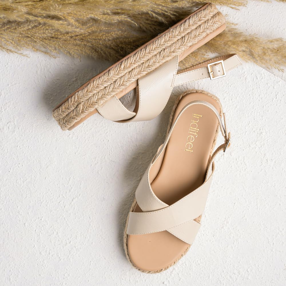 Indifeet Heels for Women Woman Stylish Wedges Sandals Ladies Latest Heel Chappals Girls Comfortable Wedge Sandal Female Fancy Platform Chappal Footwear Women’s Trendy Flatform Espadrilles Cream