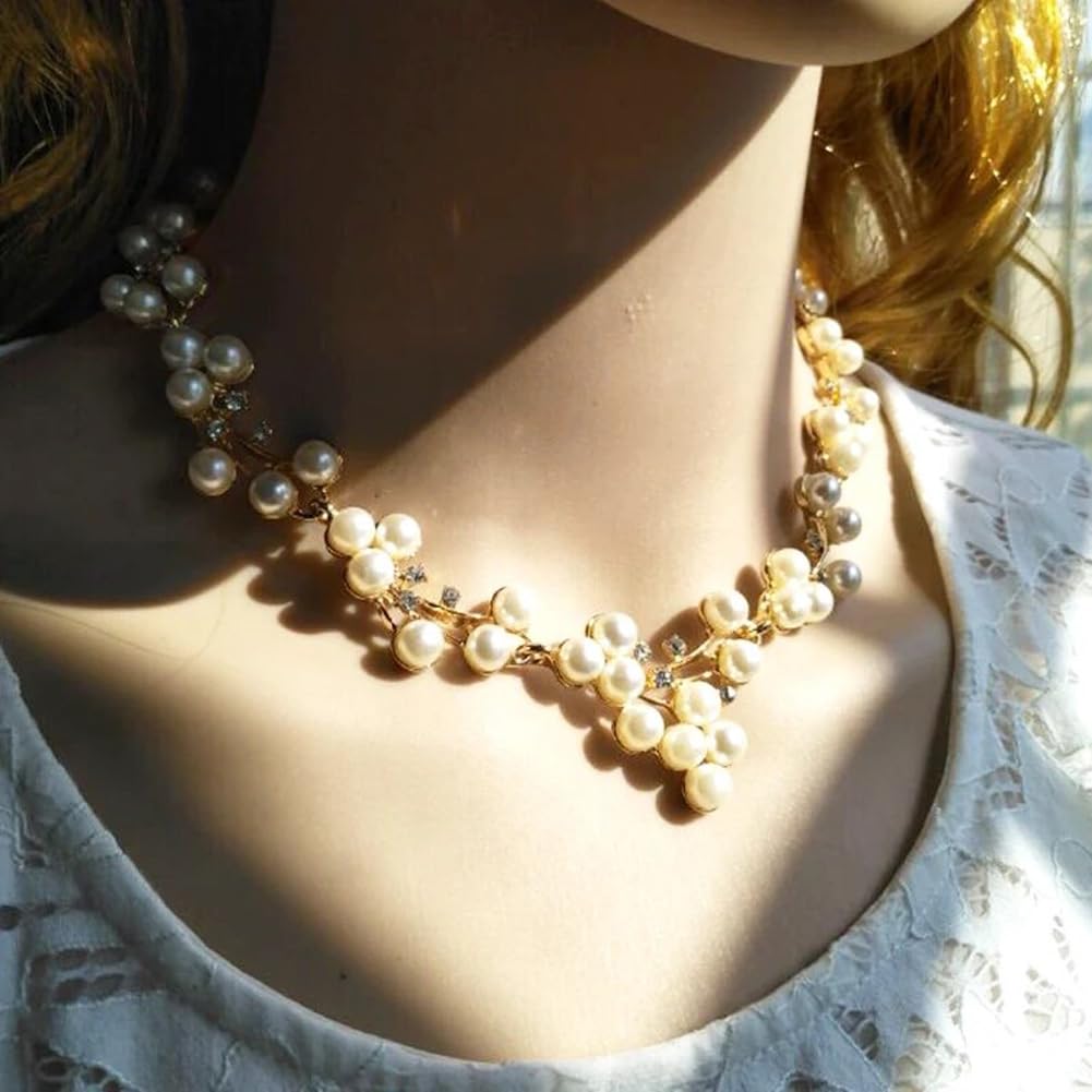 Shining Diva Fashion Women Latest Stylish Design Fancy Pearl Necklace Jewellery Set (15213s)