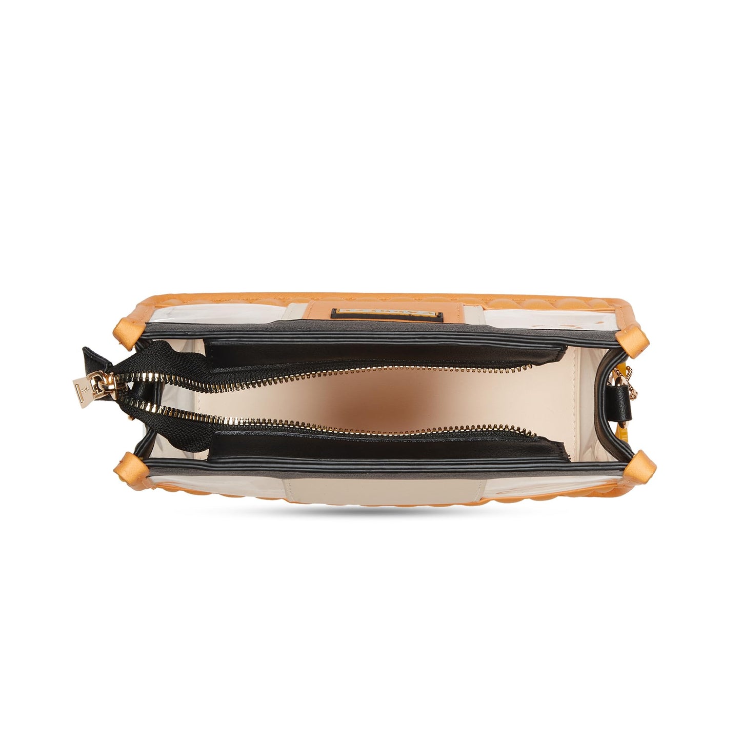 Caprese Madonna Sling Bag Medium | Transparent Crossbody Handbag with Butterfly Charm for Women with Adjustable & Detachable Sling Strap, Zip Closure| Shoulder Bag | Perfect for Casual Use (Amber)