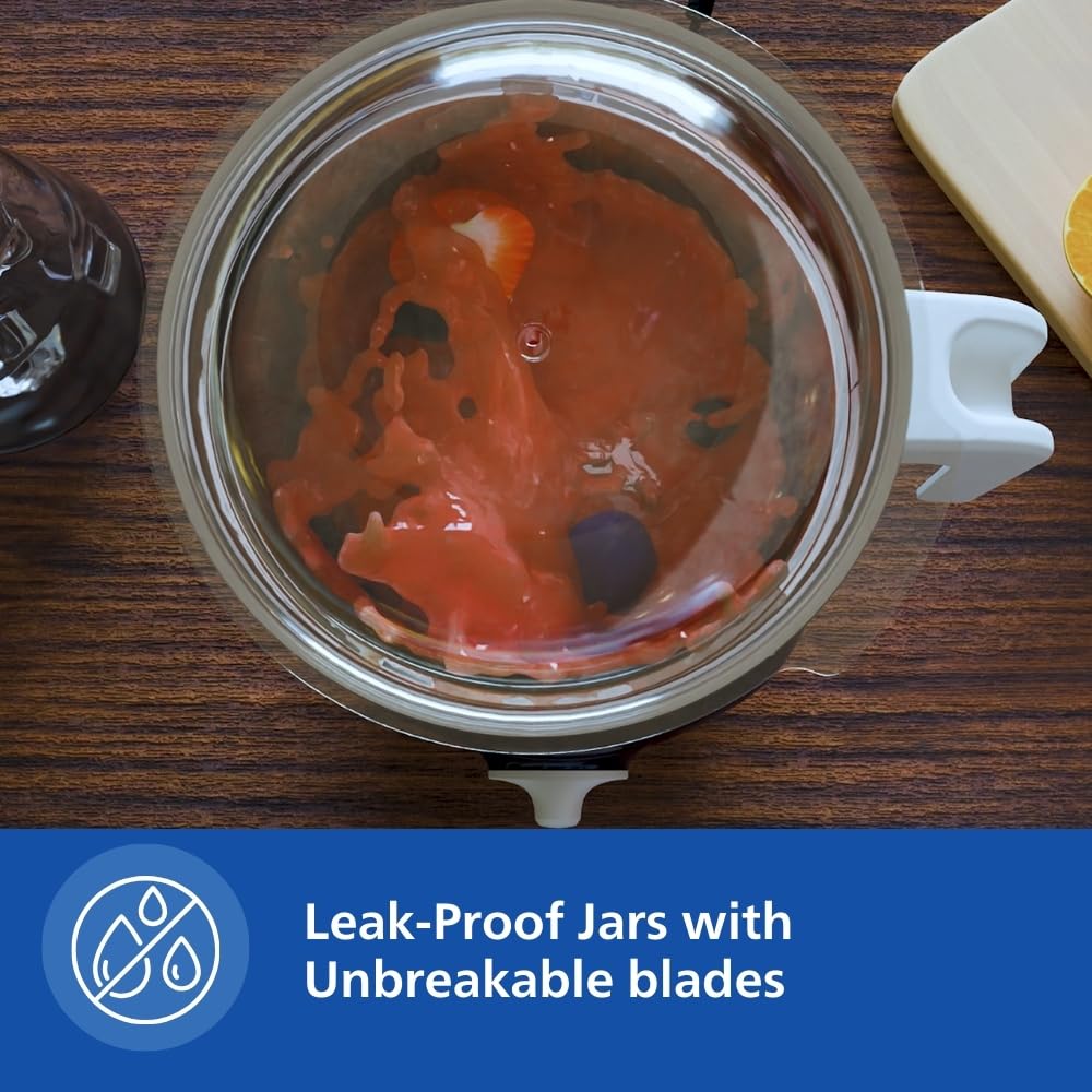 Philips HL7759/00 Mixer Grinder, 750W Turbo Motor, 4 Jars (Black), Quick cool ventilation for longer motor life