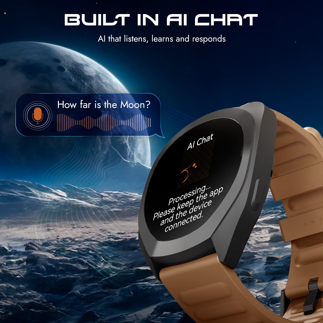 Fastrack Cosmix 1.32" AMOLED Display Metal Case Smart Watch with Heart Rate Monitor,AI Watchface & Chat,Push Button Interactions,BT Calling,IP68 Water Resistant Upto 5 Days Battery Life -Copper Clay