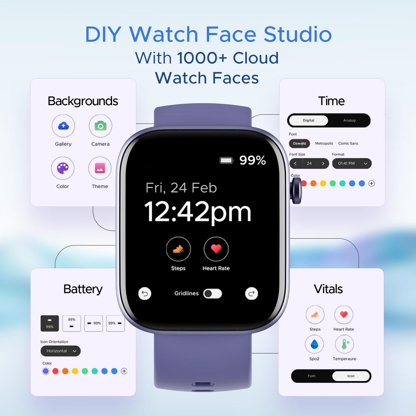 boAt Wave Call 2 with 1.83" HD Display, Advanced BT Calling, DIY Watch Face Studio, Coins, 700+Active Modes, Live Cricket Scores, Smart Watch for Men & Women(Orchid Haze)