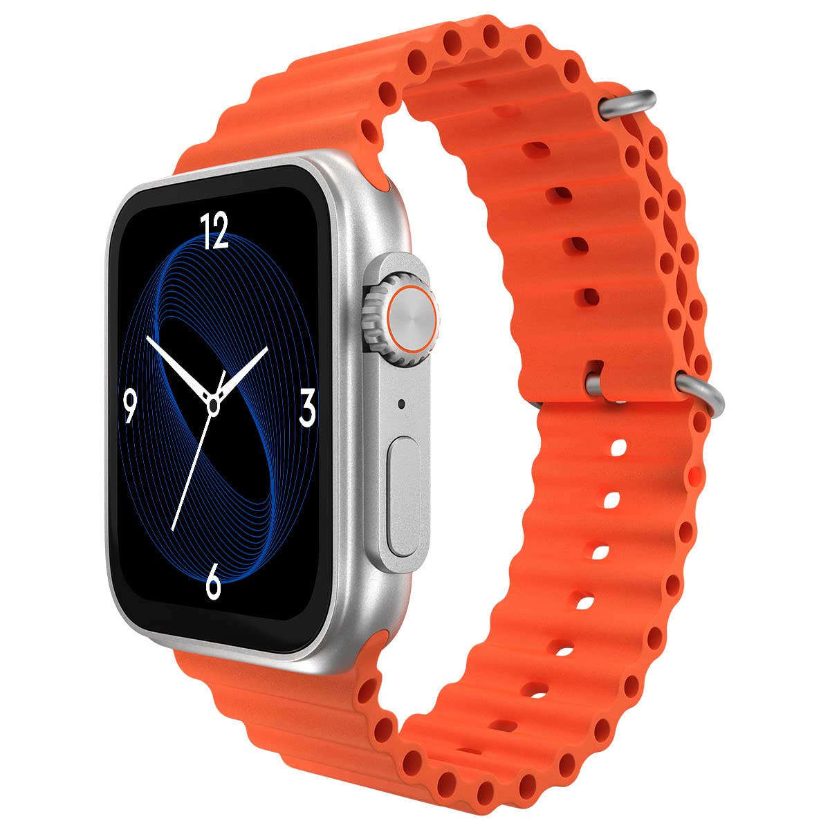 Zebronics ICONIC ULTRA AMOLED Smart watch with Calling Bluetooth 5.1, 1.78" (4.5cm) Large 2.5D screen, Voice assistant, Always ON Display, Built-in rechargeable battery & Female health- Silver+Orange