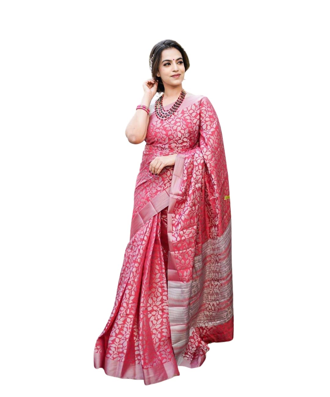 SGF11- Women's Kanjivaram Soft Silk Saree With Blouse Piece (Light Pink SGF-15)
